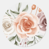 Rustieke Boho bruiloft - Waterverf Bloemen Ronde Sticker (Voorkant)