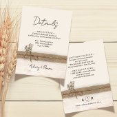 Rustieke Boho Burlap Wood Wildflower Wedding Detai Informatiekaartje