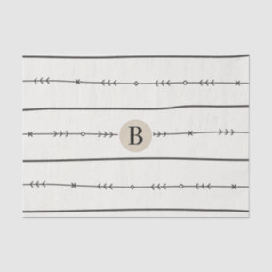 Rustieke Boho Chic Baby Shower Moderne Kraft Monog Tissuepapier