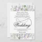 Rustieke Boho Chic Eucalyptus & Lavendel Bruiloft Kaart (Voorkant)