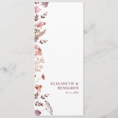 Rustieke Boho Chic Herfst Wildflowers Floral Weddi Menu (Achterkant)