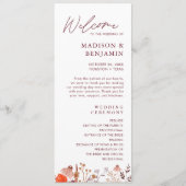 Rustieke Boho Chic Herfst Wildflowers Floral Weddi Programma (Voorkant)