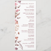 Rustieke Boho Chic Herfst Wildflowers Floral Weddi Programma (Achterkant)