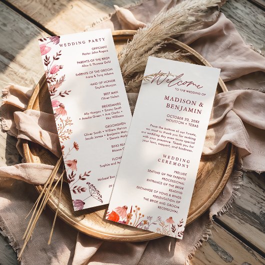 Rustieke Boho Chic Herfst Wildflowers Floral Weddi Programma