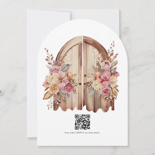 Rustieke Boho Chic Westerne bruiloft QR-code Kaart (Achterkant)