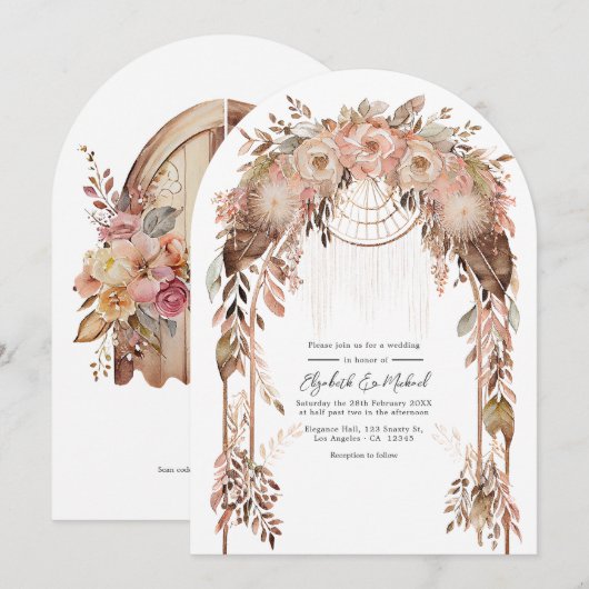 Rustieke Boho Chic Westerse Trouw QR Code Kaart (Voorkant / Achterkant)