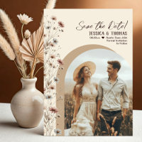 Rustieke Boho Chic Wilde Bloemen Boog Foto Bruilof