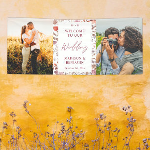 Rustieke Boho Chic Wilde Bloemen Foto Bruiloft Wel Spandoek