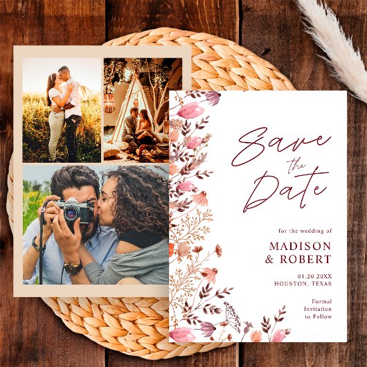 Rustieke Boho Chic Wilde Bloemen Meerdere Foto's T Save The Date