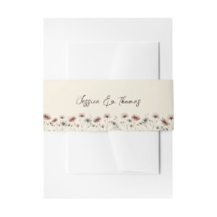 Rustieke Boho Chic Wildflowers Cream Wedding Uitnodigingen Wikkel