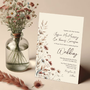 Rustieke Boho Chic Wildflowers Elegante bruiloft Kaart