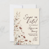 Rustieke Boho Chic Wildflowers Foto Terug Trouwen Save The Date (Voorkant)