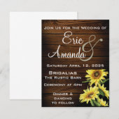 Rustieke boho chique zonnebloem bruiloft uitnodigi kaart (Voorkant / Achterkant)