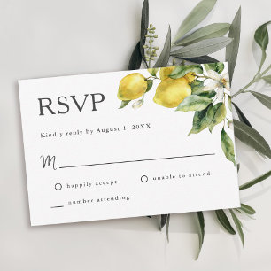 Rustieke Boho citroen Citrus bruiloft RSVP Kaartje