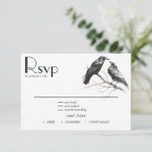 Rustieke BOHO Crow Lovers RSVP Kaartje (Staand voorkant)