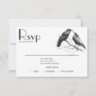 Rustieke BOHO Crow Lovers RSVP Kaartje