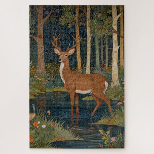 Rustieke Boho Deer Afbeelding in Woodland Forest G Legpuzzel