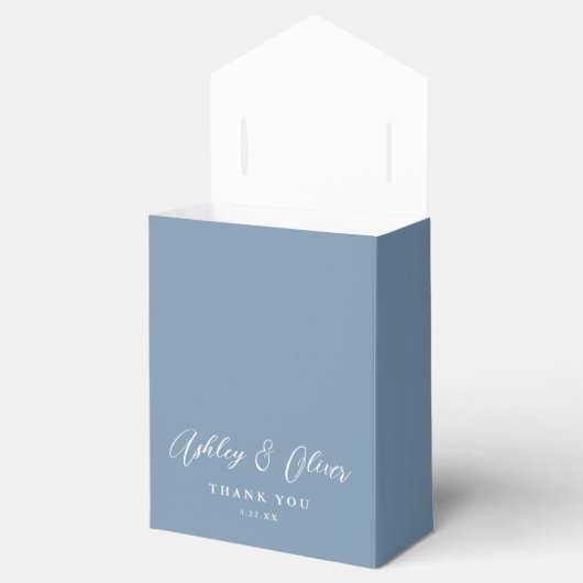 Rustieke Boho Dusty Blue Wildflower bruiloft Bedankdoosjes (Geopend)