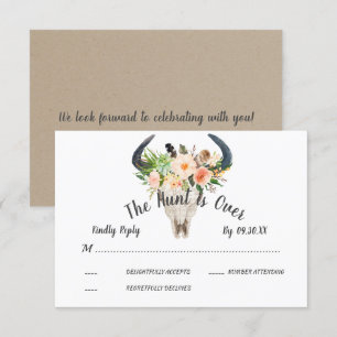 Rustieke Boho Floral Antelope Hunt is over RSVP Kaart