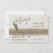 Rustieke Boho Floral Eco Hout Eucalyptus Wedding RSVP Kaartje (Voorkant)