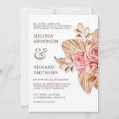 Rustieke Boho Gedroogde Palm Aardse Perzik Roze Br Kaart (Voorkant)