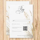 Rustieke Boho Gedroogde Tan Grass Bruiloft QR Code RSVP Kaartje