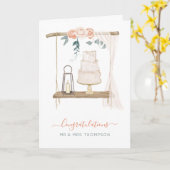 Rustieke Boho Gefeliciteerd Jonggehuwden Naam Trou Kaart (Gele Bloem)