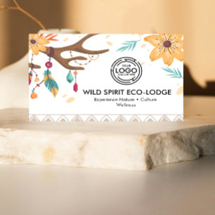 Rustieke Boho gewei, veren kralen Floral Tribal Visitekaartje