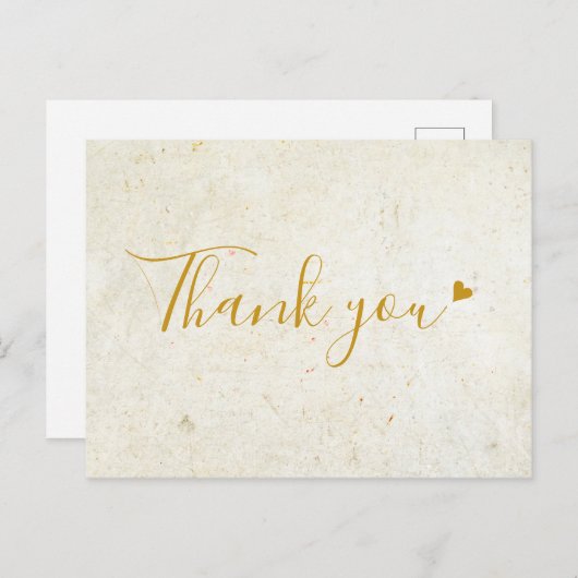 Rustieke Boho Gold Heart Script Dank je Briefkaart (Voorkant / Achterkant)