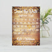 Rustieke Boho Gold Love Heart Kalender Save the Da Date (Staand voorkant)
