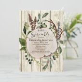 Rustieke Boho Greenery Baby Sprinkle Kaart (Staand voorkant)