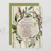 Rustieke Boho Greenery Eerste Heilige Communie Kaart (Voorkant / Achterkant)