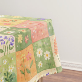 Rustieke Boho Groen & Oranje Quilt Bloemenpatchwor Tafelkleed