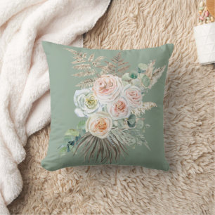 Rustieke Boho Groenroze Bloemstuk Pampas Kussen