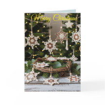 Rustieke Boho Haaksneeuwvlok Kerstgroet