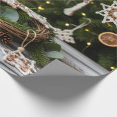 Rustieke Boho Haaksneeuwvlok Kerstmis Cadeaupapier (Hoek)