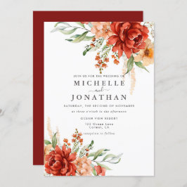 Rustieke Boho Herfst Bloemen Bruiloft Uitnodiging