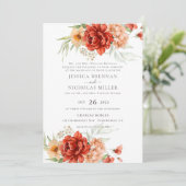 Rustieke Boho Herfst Bloemen Bruiloft Uitnodiging (Staand voorkant)