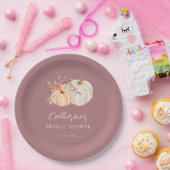 Rustieke Boho Herfst Floral Pompoen Vrijgezellenfe Papieren Bordje (Feest)