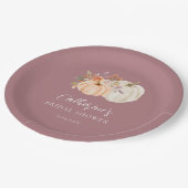 Rustieke Boho Herfst Floral Pompoen Vrijgezellenfe Papieren Bordje (Gekanteld)