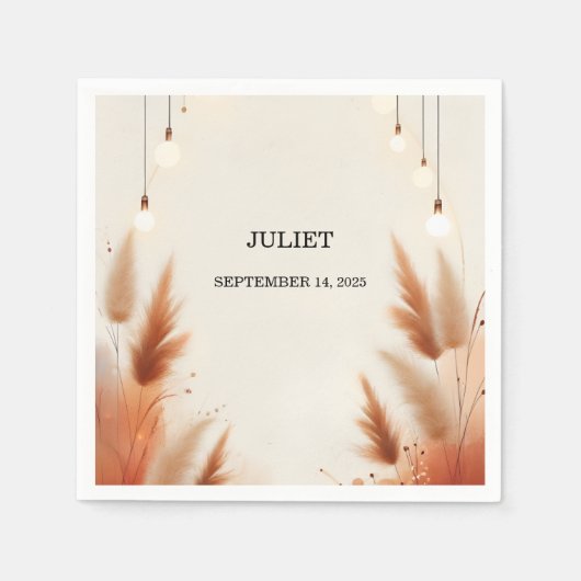 Rustieke Boho Herfst Ombre Bruine Bruiloftsshowers Servet (Voorkant)