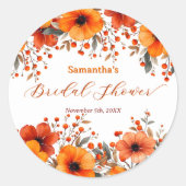 Rustieke Boho Herfst Sinaasappelbloesem Bruidsfees Ronde Sticker (Voorkant)
