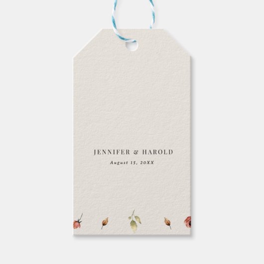 Rustieke Boho Herfst Wildflowers Huwelijk of Verlo Cadeaulabel (Voorkant)