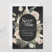 Rustieke Boho Ivoor Rozen Sage Black Wedding Save The Date (Voorkant)