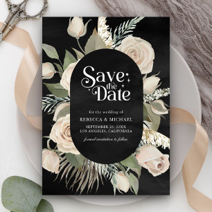 Rustieke Boho Ivoor Rozen Salie Zwart Trouwen Save The Date