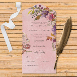 Rustieke Boho Jewel Tone Florals Roze Geen Diner All In One Uitnodiging