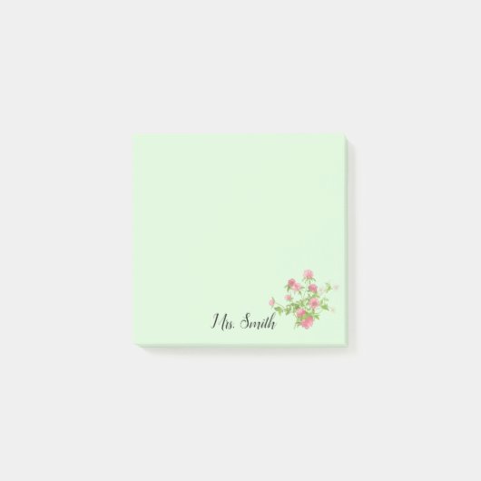 Rustieke boho klaver bloemboeket monogram post-it® notes (Voorkant)