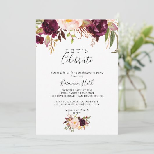 Rustieke Boho Kleurrijke Bloemen Laten we feest vi Kaart (Staand voorkant)