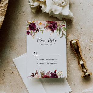 Rustieke Boho Kleurrijke Bloemen RSVP Kaartje