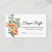 Rustieke Boho Koraal Perzik Bloem Luier verloting Informatiekaartje (Voorkant)